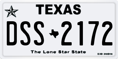 TX license plate DSS2172