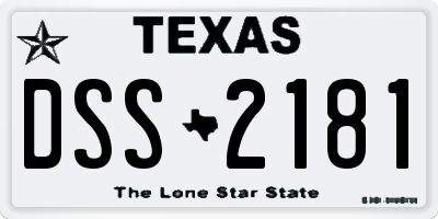 TX license plate DSS2181