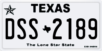 TX license plate DSS2189