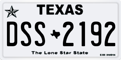 TX license plate DSS2192