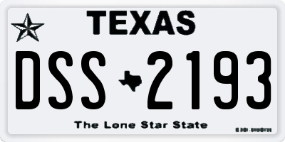 TX license plate DSS2193