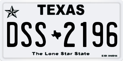 TX license plate DSS2196