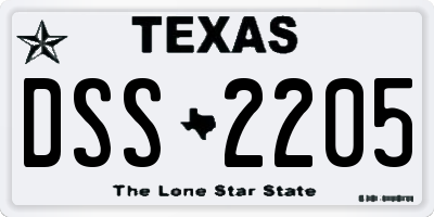 TX license plate DSS2205
