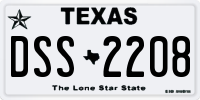 TX license plate DSS2208