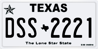 TX license plate DSS2221