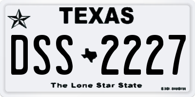 TX license plate DSS2227