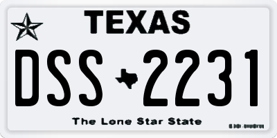 TX license plate DSS2231