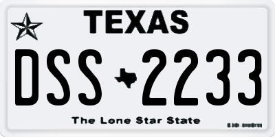 TX license plate DSS2233