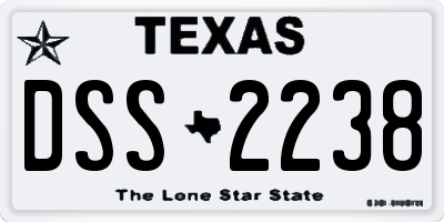 TX license plate DSS2238