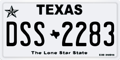 TX license plate DSS2283