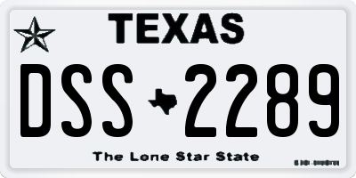 TX license plate DSS2289