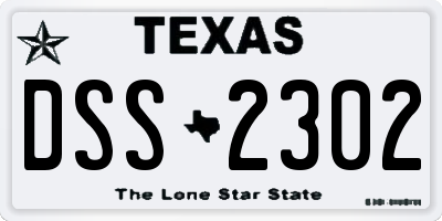 TX license plate DSS2302
