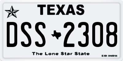 TX license plate DSS2308
