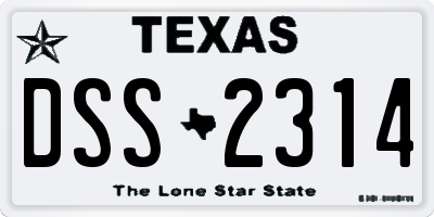 TX license plate DSS2314
