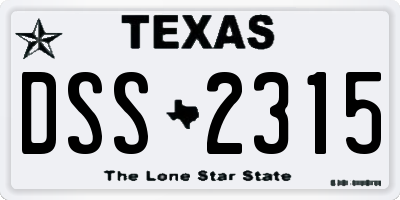 TX license plate DSS2315