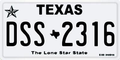 TX license plate DSS2316