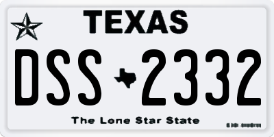TX license plate DSS2332