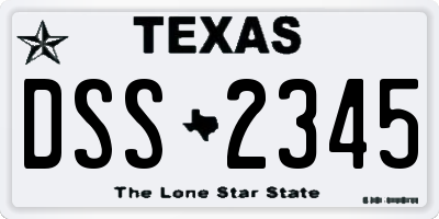 TX license plate DSS2345