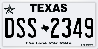 TX license plate DSS2349