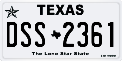 TX license plate DSS2361