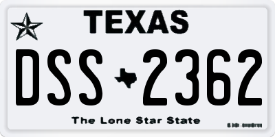 TX license plate DSS2362
