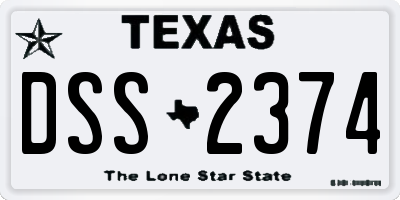 TX license plate DSS2374