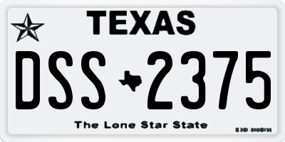 TX license plate DSS2375