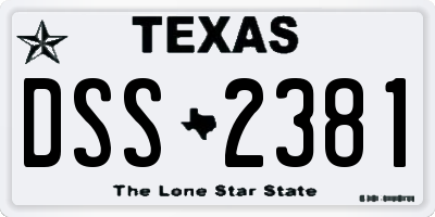 TX license plate DSS2381