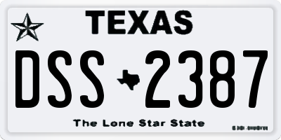 TX license plate DSS2387
