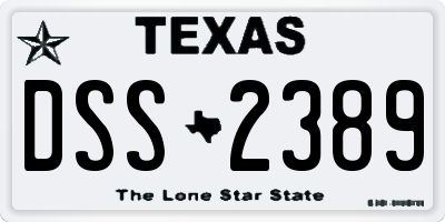 TX license plate DSS2389