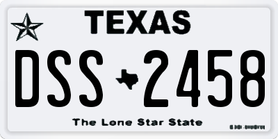 TX license plate DSS2458