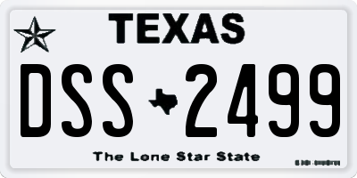 TX license plate DSS2499