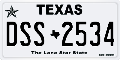 TX license plate DSS2534