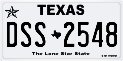TX license plate DSS2548