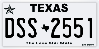 TX license plate DSS2551
