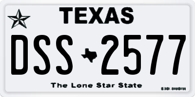 TX license plate DSS2577