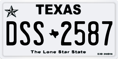 TX license plate DSS2587