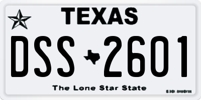 TX license plate DSS2601