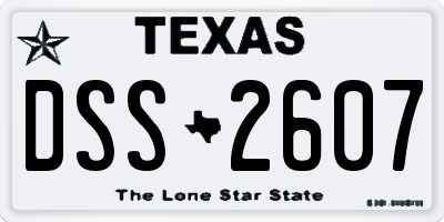 TX license plate DSS2607