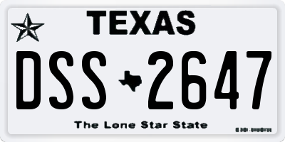 TX license plate DSS2647