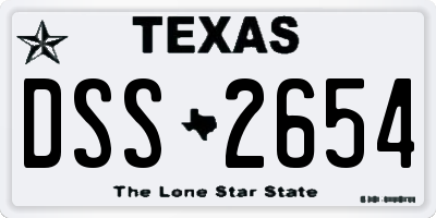 TX license plate DSS2654