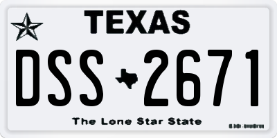 TX license plate DSS2671