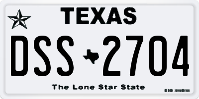 TX license plate DSS2704