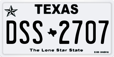 TX license plate DSS2707