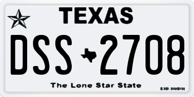 TX license plate DSS2708