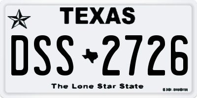 TX license plate DSS2726