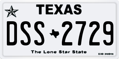TX license plate DSS2729