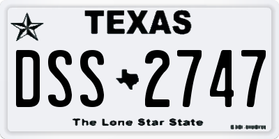 TX license plate DSS2747