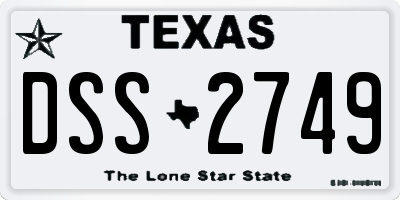TX license plate DSS2749