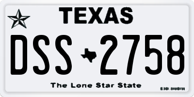 TX license plate DSS2758